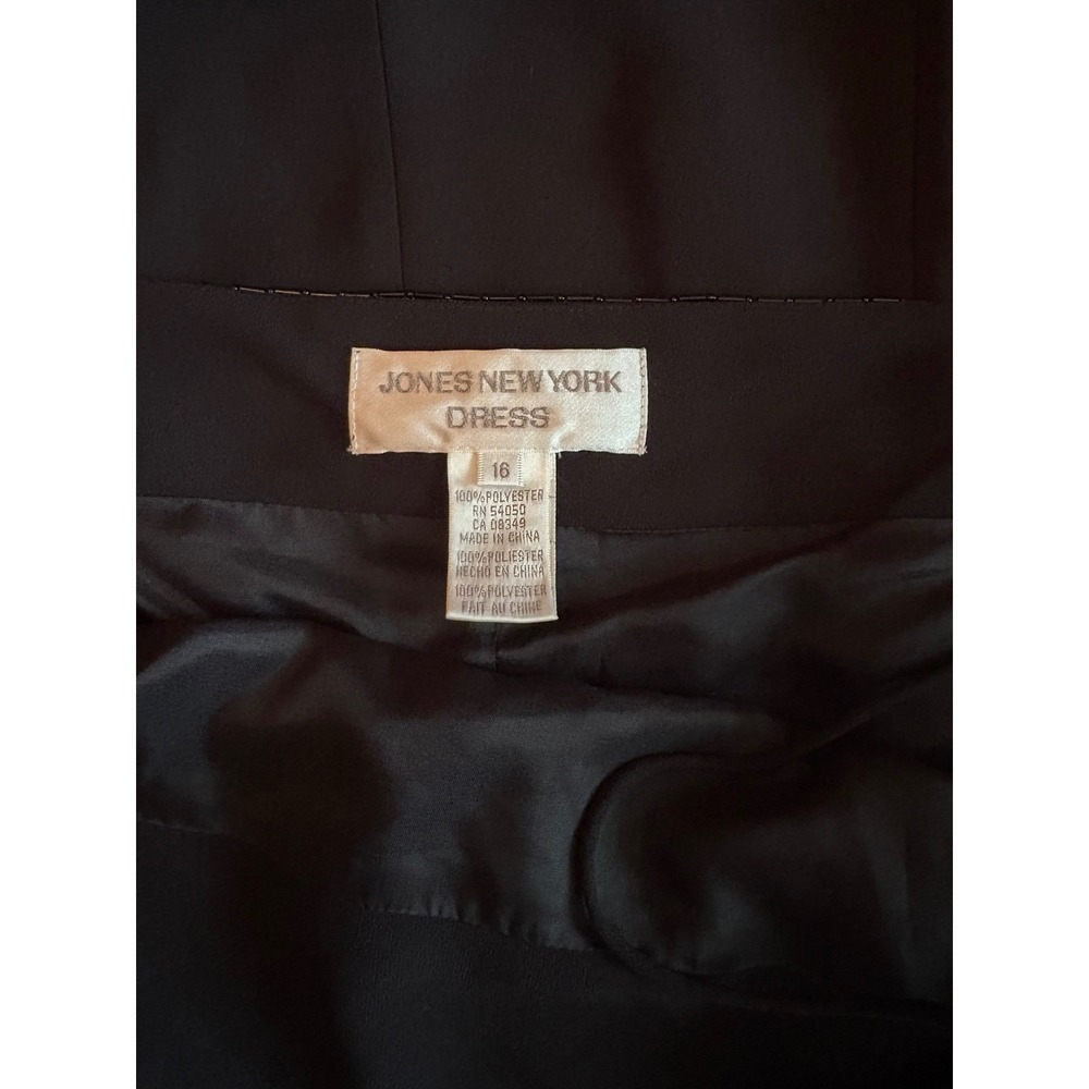 Jones New York NWT Square Neck Beaded Black Dress Party Formal  Size 16 - Picture 5 of 8